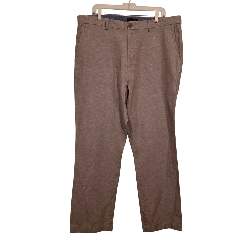 Banana Republic Mens Linen Blend Straight Leg Dress Pants Khaki Size 34x30